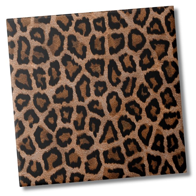 Chic Trendy Leopard Pattern Ceramic Tile (Cute Trendy Faux Fur Leopard Animal Print Pattern Ceramic Tile)