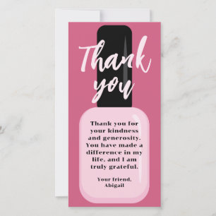 Chic Trendy Modern Pink Nail Polish Thank You Card
