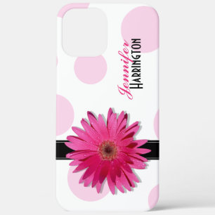 Chic Trendy Pink Gerbera Daisy Polka Dot iPhone 12 Pro Max Case