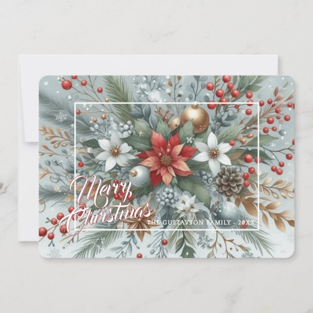 Chic Trendy Red Floral Berries Holiday Wreath (Front)