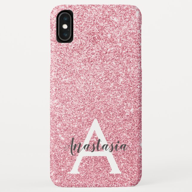 Chic & Trendy Rose Gold Glitter Sparkles Monogram Case-Mate iPhone Case (Back)