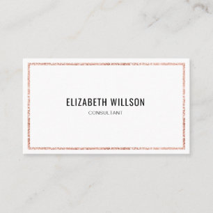 Chic Trendy Simple Rose Gold Glitter Frame Business Card