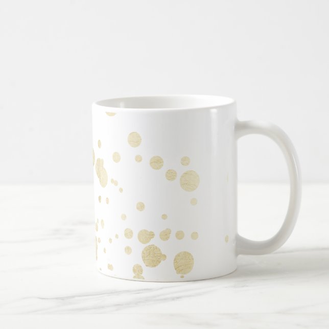 Chic trendy white faux gold elegant confetti dots coffee mug (Right)