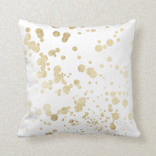 Chic trendy white faux gold elegant confetti dots cushion