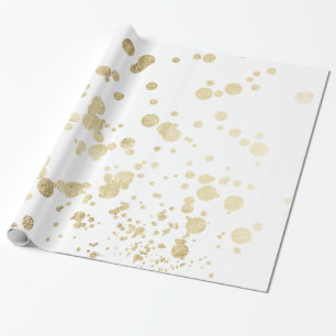 Chic trendy white faux gold elegant confetti dots wrapping paper