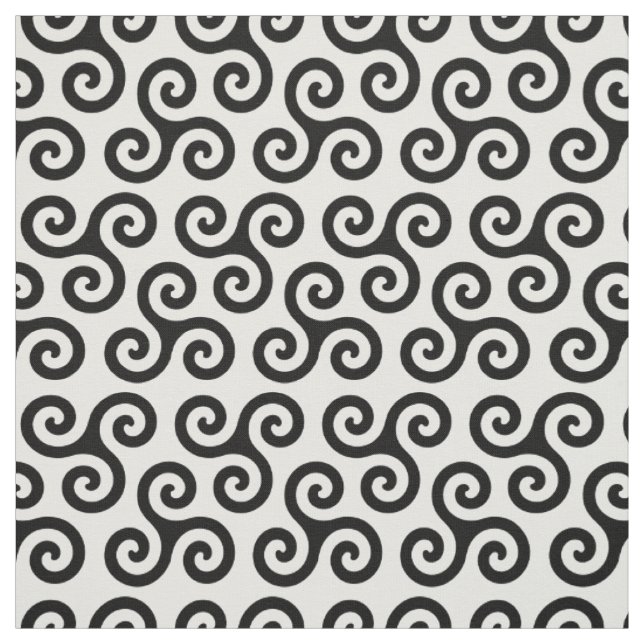 Chic Triple Spiral Celtic triskele Symbol Pattern Fabric (Swatch)