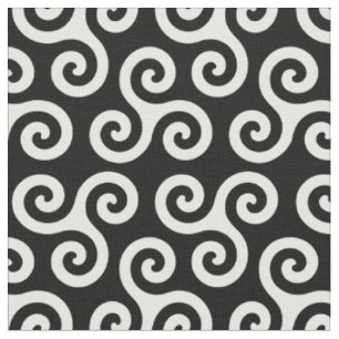 Chic Triple Spiral Celtic triskele Symbol Pattern Fabric