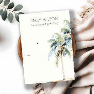 Chic Tropical Coastal Palm Tree Necklace Earring Business Card