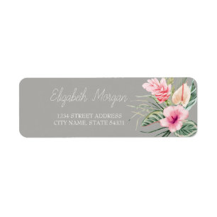 Chic Tropical Flowers Hibiscus  Address Label Return Address Label