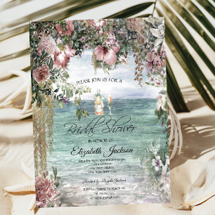Chic Tropical Flowers Ocean Invitation