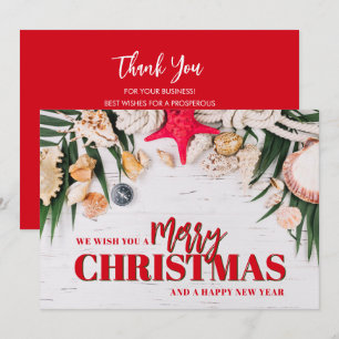 Chic Tropical Merry Christmas Business Logo Holiday Card