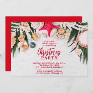 Chic Tropical Merry Christmas Party Invitation