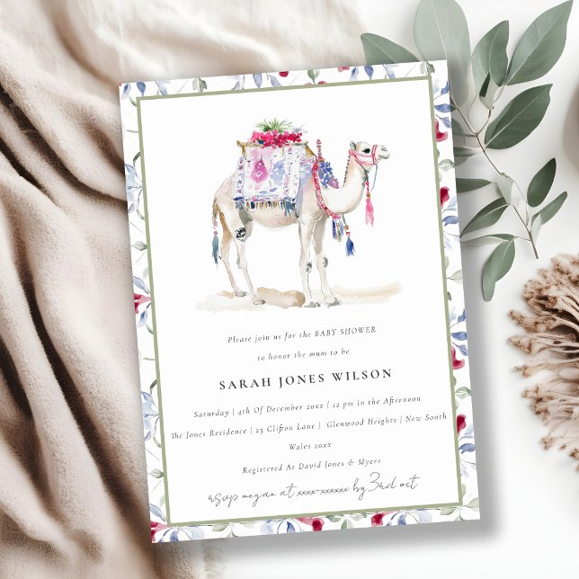 Chic Tropical Moroccan Camel Baby Shower Invitation (Creator Uploaded)