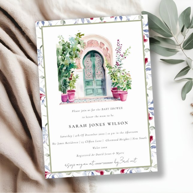Chic Tropical Moroccan Doorway Baby Shower Invitation (Creator Uploaded)
