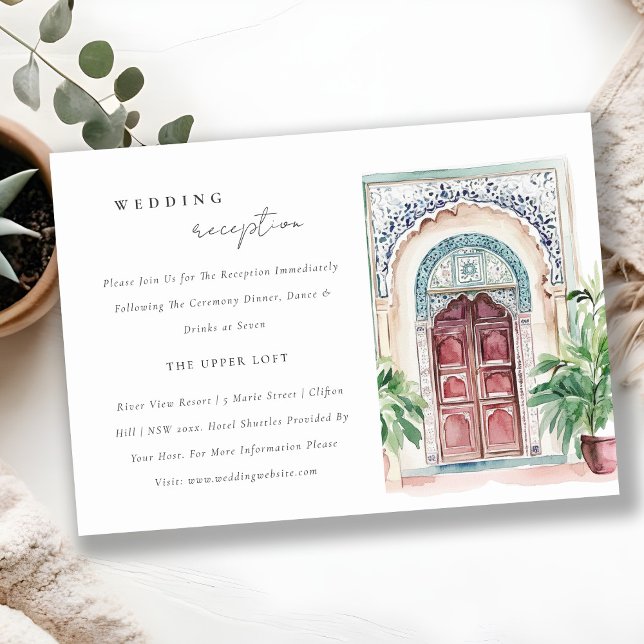 Chic Tropical Moroccan Doorway Wedding Reception Enclosure Card (Creator Uploaded)