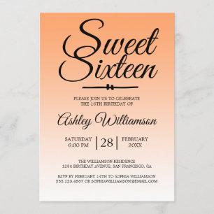Chic Tropical Orange Ombre Sweet 16 16th Birthday Invitation