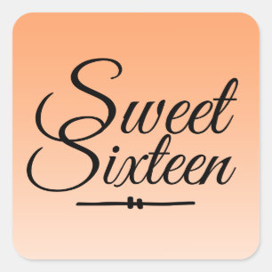 Chic Tropical Orange Ombre Sweet 16 16th Birthday Square Sticker