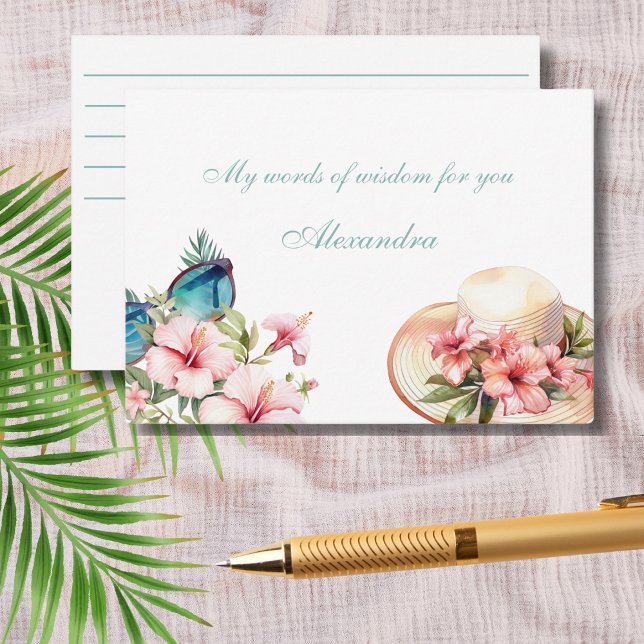 Chic Tropical Pink Floral Beach Bridal Shower Enclosure Card (Creator Uploaded)