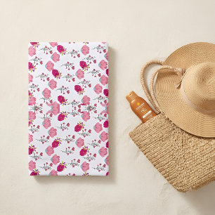 Chic Tropical Pink Floral Pattern Preppy Summer Beach Towel