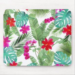 Chic Tropical Print Watercolor Mouse Pad