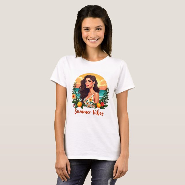 Chic Tropical Summer Vibes Woman T-Shirt (Front Full)