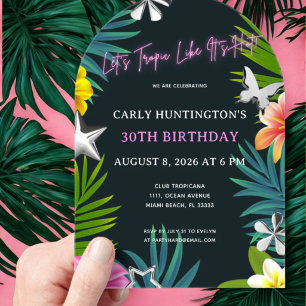 Chic Tropical Vibes 30th Birthday Celebration Acrylic Invitations