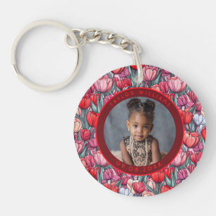 Chic Tulip Flower Birthday Key Ring