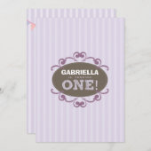 Chic Turning 1 Birthday Party Invitation (purple) (Front/Back)