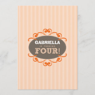 Chic Turning 4 Birthday Party Invitation (peach)