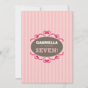 Chic Turning 7 Birthday Party Invitation (pink)
