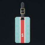 Chic turquoise abstract geometric pattern monogram luggage tag<br><div class="desc">Chic bold modern elegant stylish decorative turquoise blue geometric abstract pattern design, the cute contemporary modern abstract geometric pattern in turquoise blue and red stripe give this bold clean design a contemporary and classic look. Cool unique gifts for her. Custom the personalised monogram with your own initials or name, you...</div>