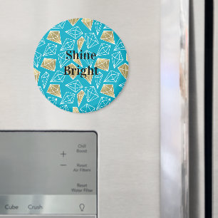 Chic turquoise aqua blue Gold Diamonds Christmas Magnet