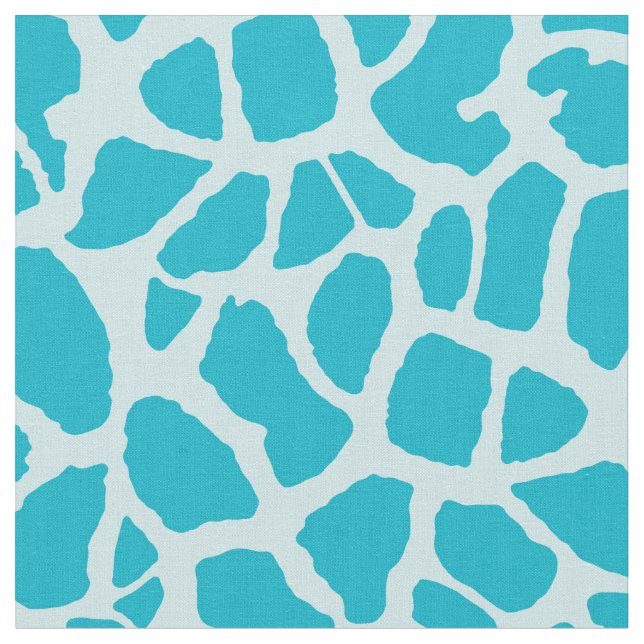 Chic Turquoise Giraffe Print Girly Animal Pattern Fabric (Close Up)