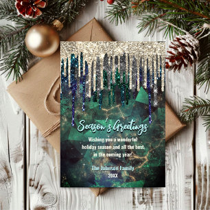 Chic turquoise glitter drips Christmas new year