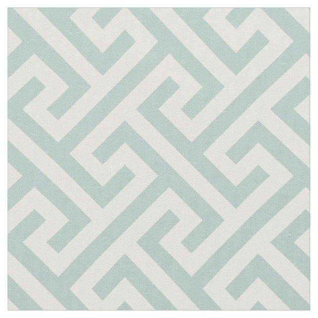 Chic turquoise greek key geometric pattern fabric (Close Up)
