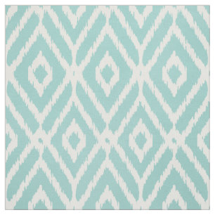 Chic turquoise ikat tribal diamond pattern fabric
