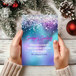 Chic turquoise purple Christmas new year greeting Card