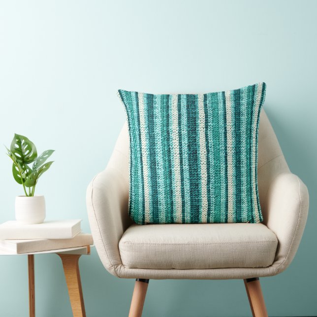 Chic turquoise striped  cushion (Chair)