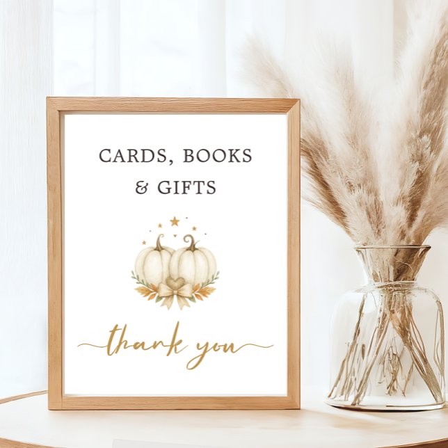 Chic Twin Pumpkind Baby Shower Card Book Gift Poster (Creator Uploaded)