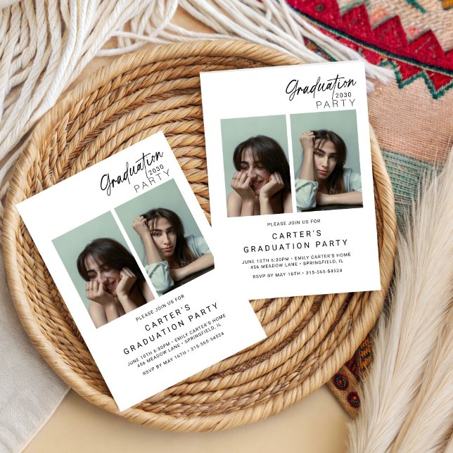 chic two photo graduation 2026 Minimalist simple  Invitation (Creator Uploaded)