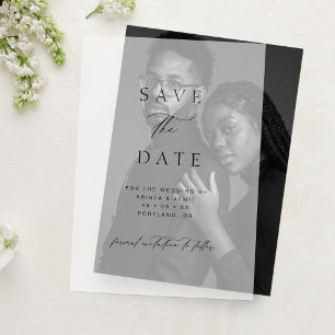 Chic Typographic Script Wedding Save the Date Vellum Invitations
