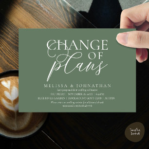 Chic Typographic Wedding Postpone Change of plans Invitation