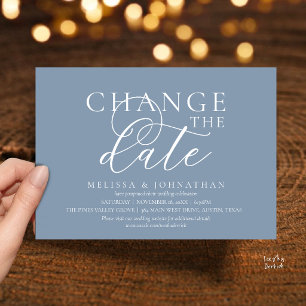 Chic Typographic Wedding Postpone Change the date Invitation