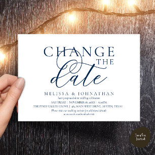 Chic Typographic Wedding Postpone Change the date Invitation