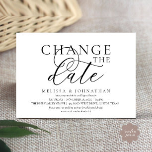 Chic Typographic Wedding Postpone Change the date Invitation