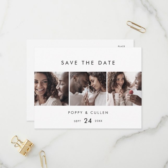 Chic Typography 3 Photo Template Save the Date (Front/Back In Situ)