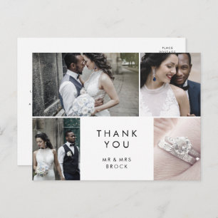 Chic Typography 4 Photo Template Thank You Postcard