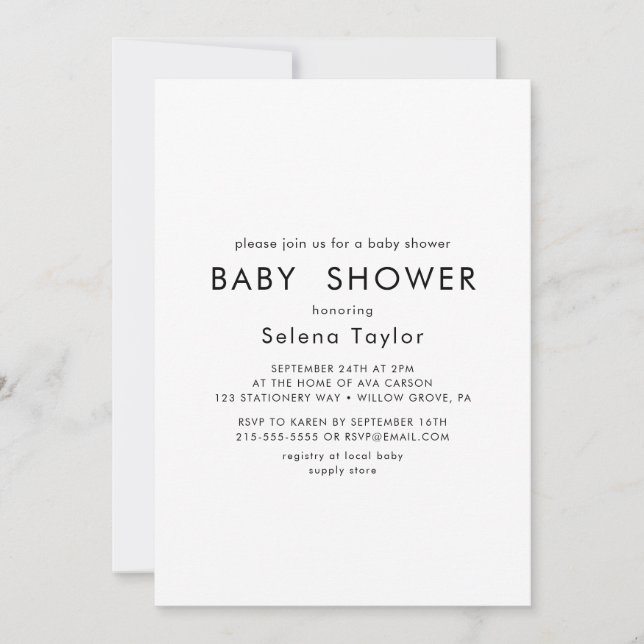 Chic Typography | Baby Shower Invitation (Front)