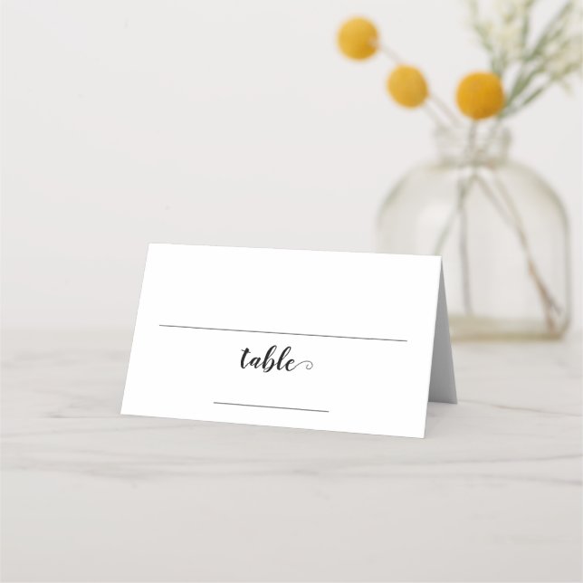 Chic Typography Black and white Table wedding Place Card (Front)