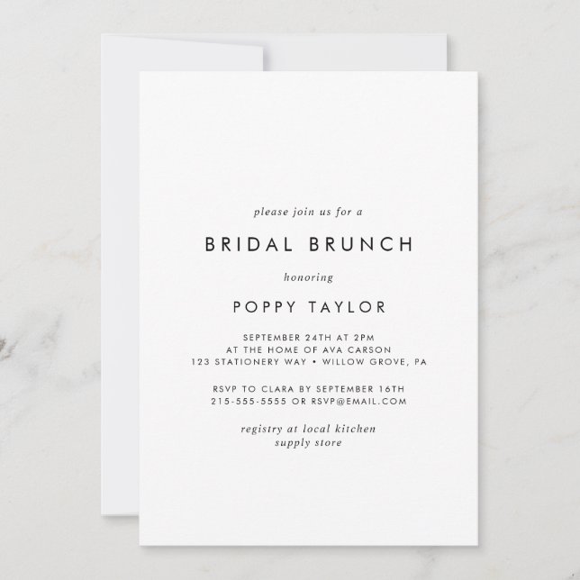 Chic Typography Bridal Brunch Invitation (Front)